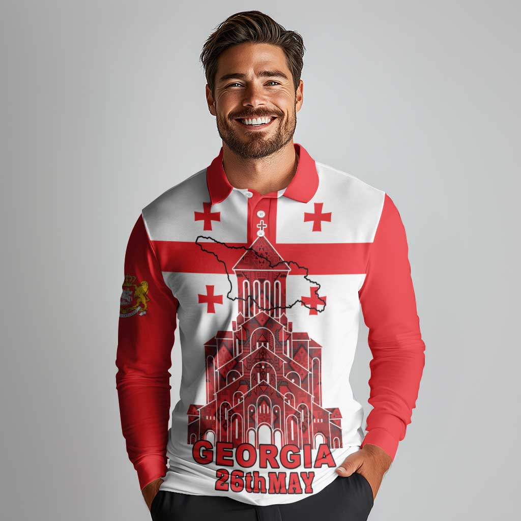 Georgia Independence Day Long Sleeve Polo Shirt Sameba Dzala Ertobashia