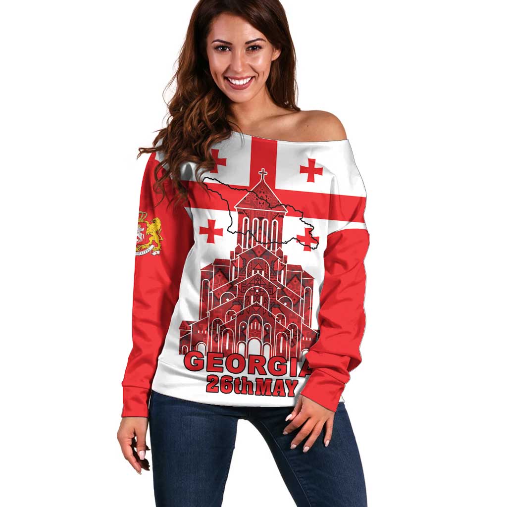 Georgia Independence Day Off Shoulder Sweater Sameba Dzala Ertobashia
