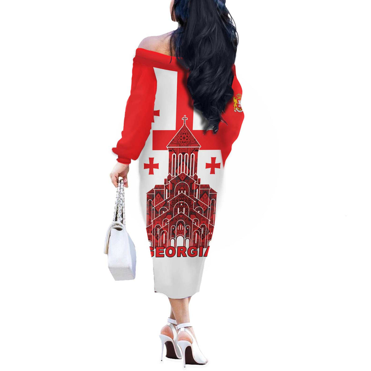 Georgia Independence Day Off The Shoulder Long Sleeve Dress Sameba Dzala Ertobashia