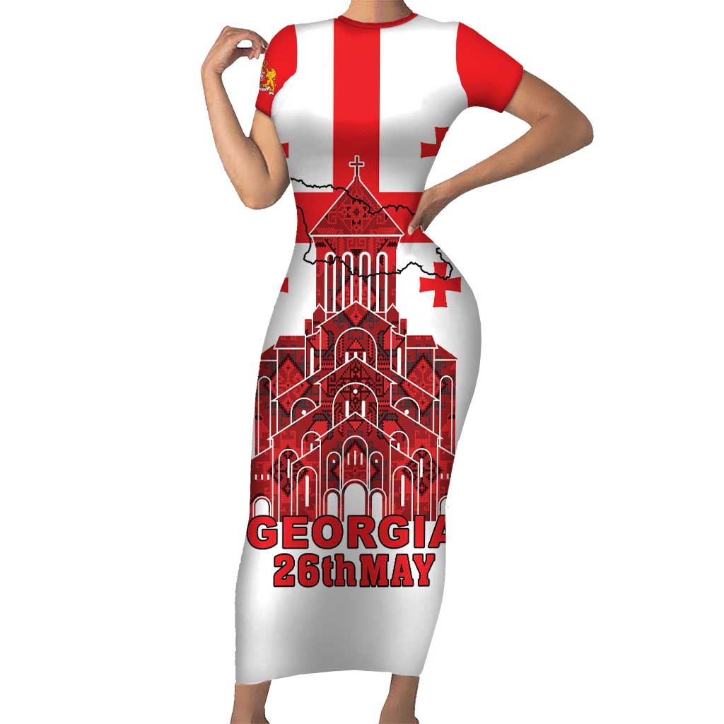 Georgia Independence Day Short Sleeve Bodycon Dress Sameba Dzala Ertobashia