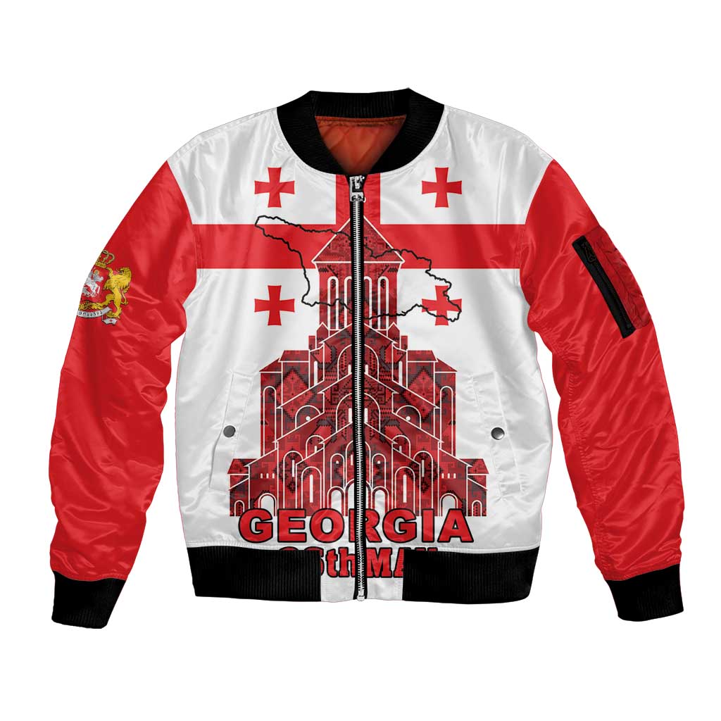 Georgia Independence Day Sleeve Zip Bomber Jacket Sameba Dzala Ertobashia