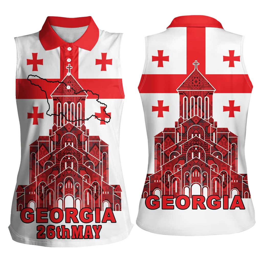 Georgia Independence Day Women Sleeveless Polo Shirt Sameba Dzala Ertobashia