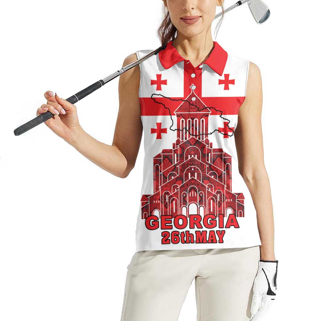 Georgia Independence Day Women Sleeveless Polo Shirt Sameba Dzala Ertobashia