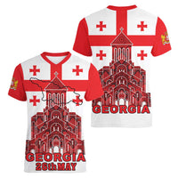 Georgia Independence Day Women V-Neck T-Shirt Sameba Dzala Ertobashia