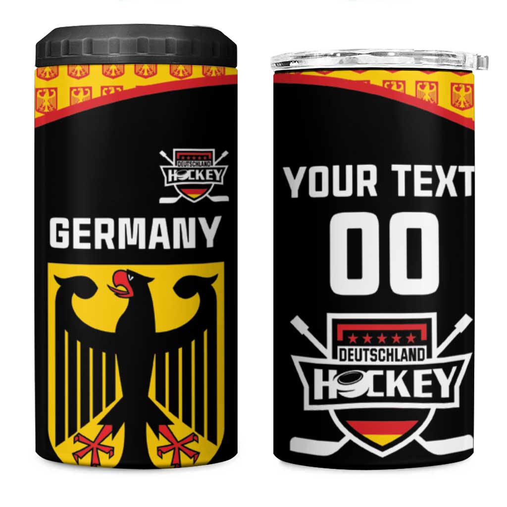 Custom Germany Hockey 4 in 1 Can Cooler Tumbler Trager der Adler Flag Style
