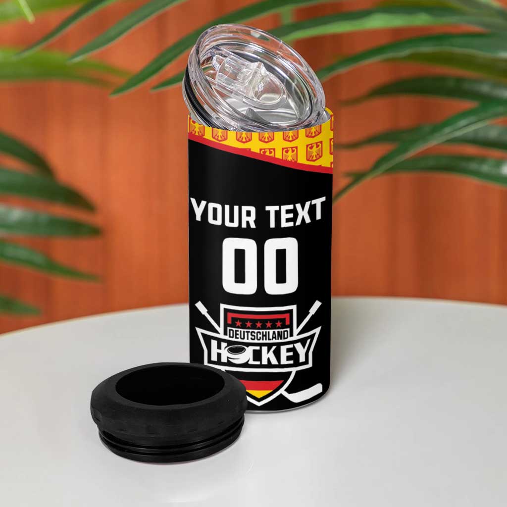 Custom Germany Hockey 4 in 1 Can Cooler Tumbler Trager der Adler Flag Style