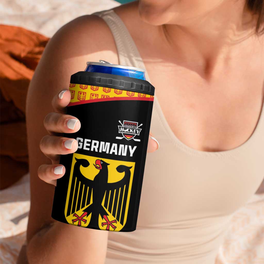 Custom Germany Hockey 4 in 1 Can Cooler Tumbler Trager der Adler Flag Style