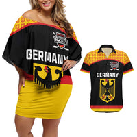 Custom Germany Hockey Couples Matching Off Shoulder Short Dress and Hawaiian Shirt Trager der Adler Flag Style