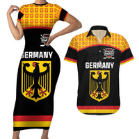 Custom Germany Hockey Couples Matching Short Sleeve Bodycon Dress and Hawaiian Shirt Trager der Adler Flag Style