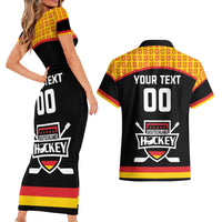 Custom Germany Hockey Couples Matching Short Sleeve Bodycon Dress and Hawaiian Shirt Trager der Adler Flag Style