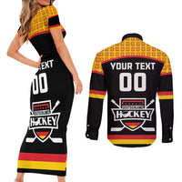 Custom Germany Hockey Couples Matching Short Sleeve Bodycon Dress and Long Sleeve Button Shirt Trager der Adler Flag Style