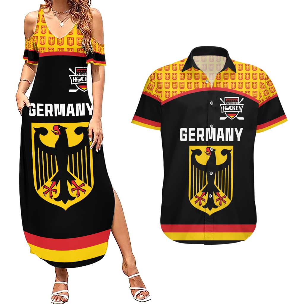 Custom Germany Hockey Couples Matching Summer Maxi Dress and Hawaiian Shirt Trager der Adler Flag Style