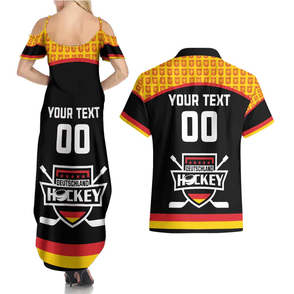 Custom Germany Hockey Couples Matching Summer Maxi Dress and Hawaiian Shirt Trager der Adler Flag Style