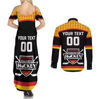 Custom Germany Hockey Couples Matching Summer Maxi Dress and Long Sleeve Button Shirt Trager der Adler Flag Style