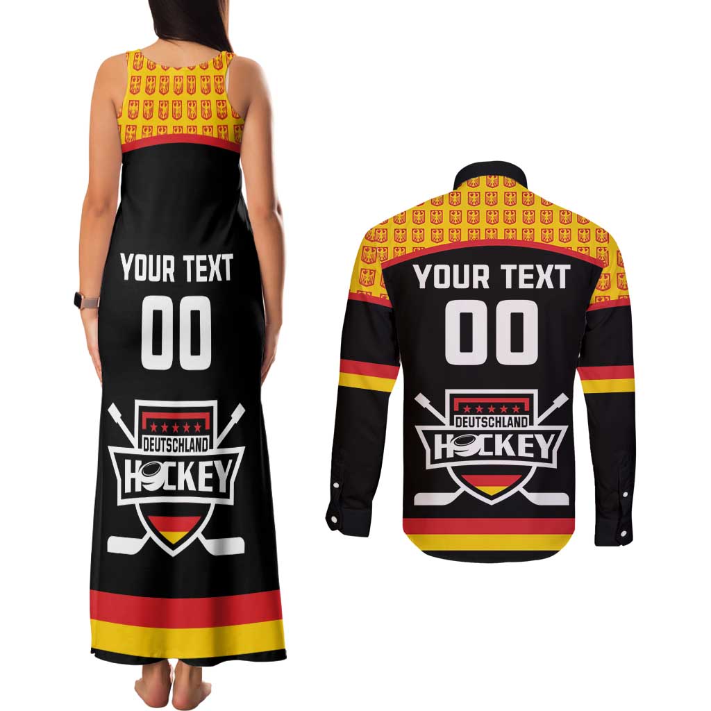 Custom Germany Hockey Couples Matching Tank Maxi Dress and Long Sleeve Button Shirt Trager der Adler Flag Style