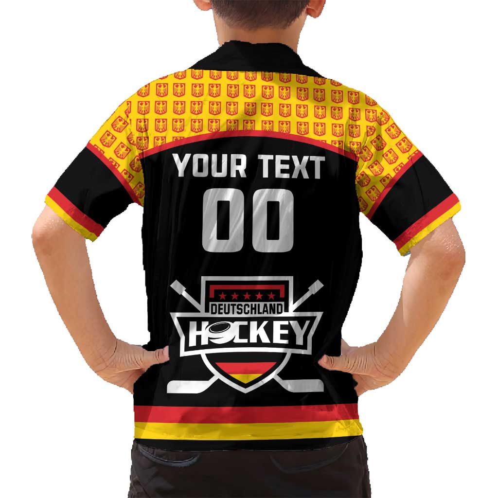 Custom Germany Hockey Family Matching Long Sleeve Bodycon Dress and Hawaiian Shirt Trager der Adler Flag Style