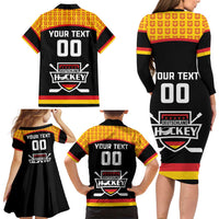 Custom Germany Hockey Family Matching Long Sleeve Bodycon Dress and Hawaiian Shirt Trager der Adler Flag Style