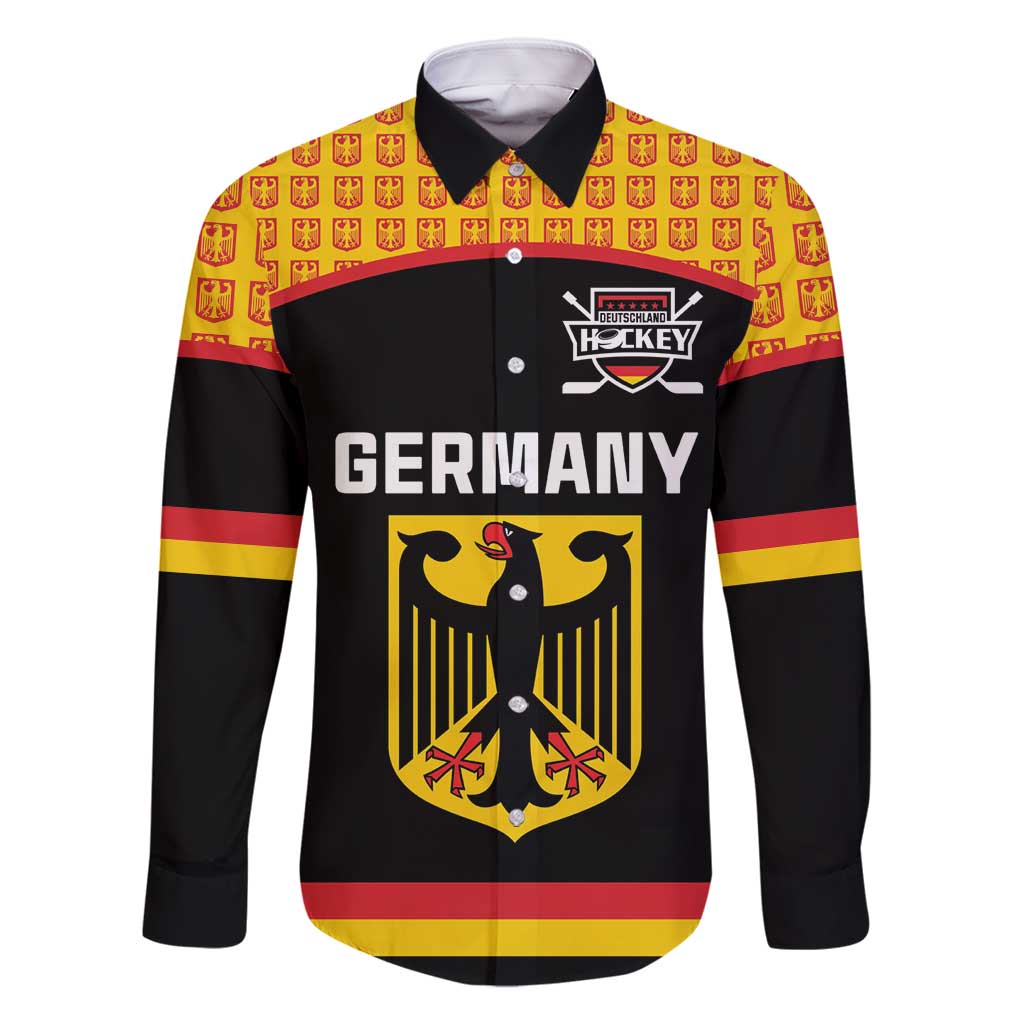 Custom Germany Hockey Family Matching Long Sleeve Bodycon Dress and Hawaiian Shirt Trager der Adler Flag Style