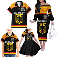 Custom Germany Hockey Family Matching Off The Shoulder Long Sleeve Dress and Hawaiian Shirt Trager der Adler Flag Style