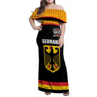Custom Germany Hockey Family Matching Off Shoulder Maxi Dress and Hawaiian Shirt Trager der Adler Flag Style