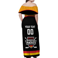 Custom Germany Hockey Family Matching Off Shoulder Maxi Dress and Hawaiian Shirt Trager der Adler Flag Style