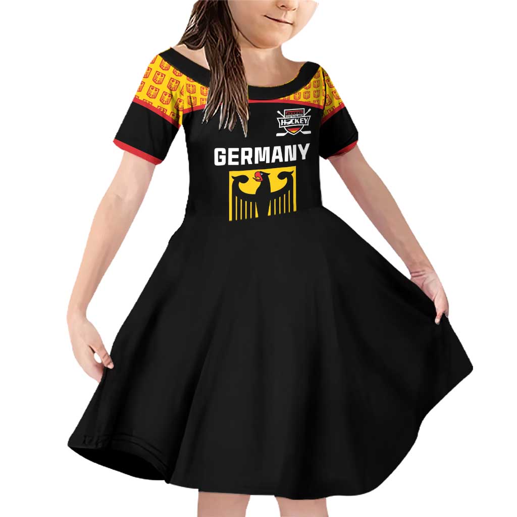 Custom Germany Hockey Family Matching Off Shoulder Short Dress and Hawaiian Shirt Trager der Adler Flag Style
