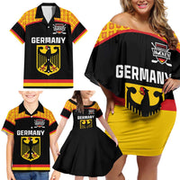 Custom Germany Hockey Family Matching Off Shoulder Short Dress and Hawaiian Shirt Trager der Adler Flag Style