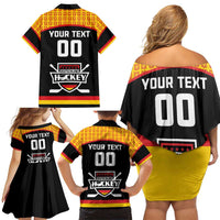 Custom Germany Hockey Family Matching Off Shoulder Short Dress and Hawaiian Shirt Trager der Adler Flag Style