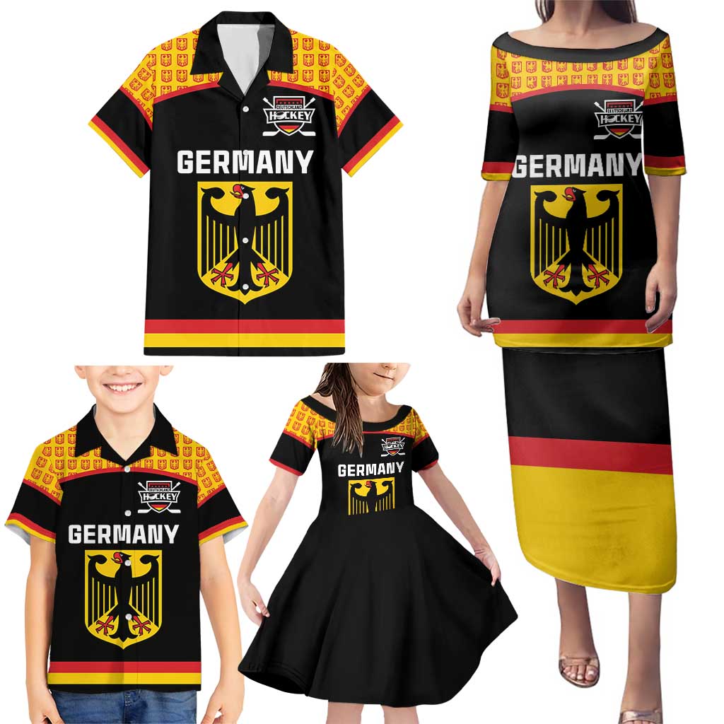 Custom Germany Hockey Family Matching Puletasi and Hawaiian Shirt Trager der Adler Flag Style