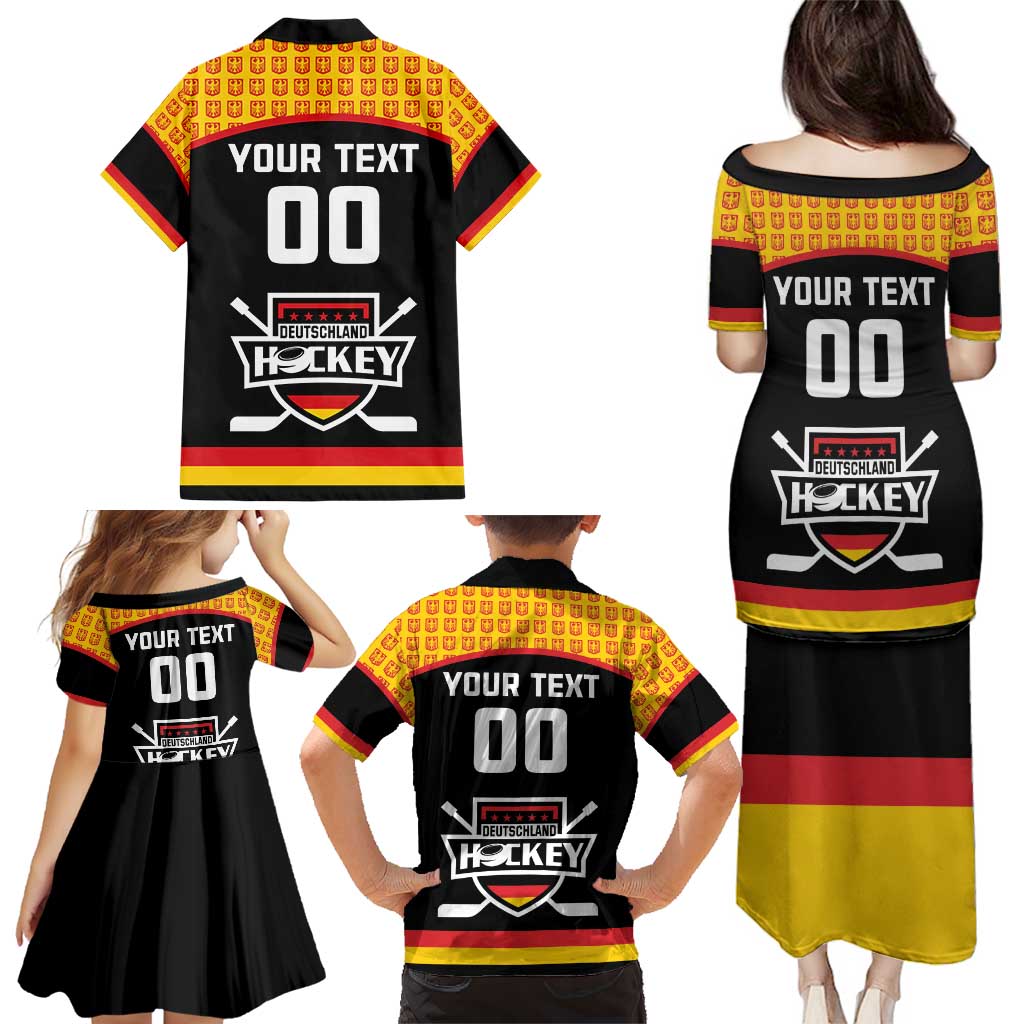 Custom Germany Hockey Family Matching Puletasi and Hawaiian Shirt Trager der Adler Flag Style