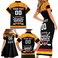 Custom Germany Hockey Family Matching Short Sleeve Bodycon Dress and Hawaiian Shirt Trager der Adler Flag Style