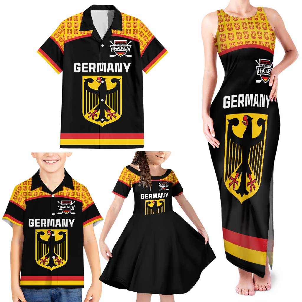 Custom Germany Hockey Family Matching Tank Maxi Dress and Hawaiian Shirt Trager der Adler Flag Style