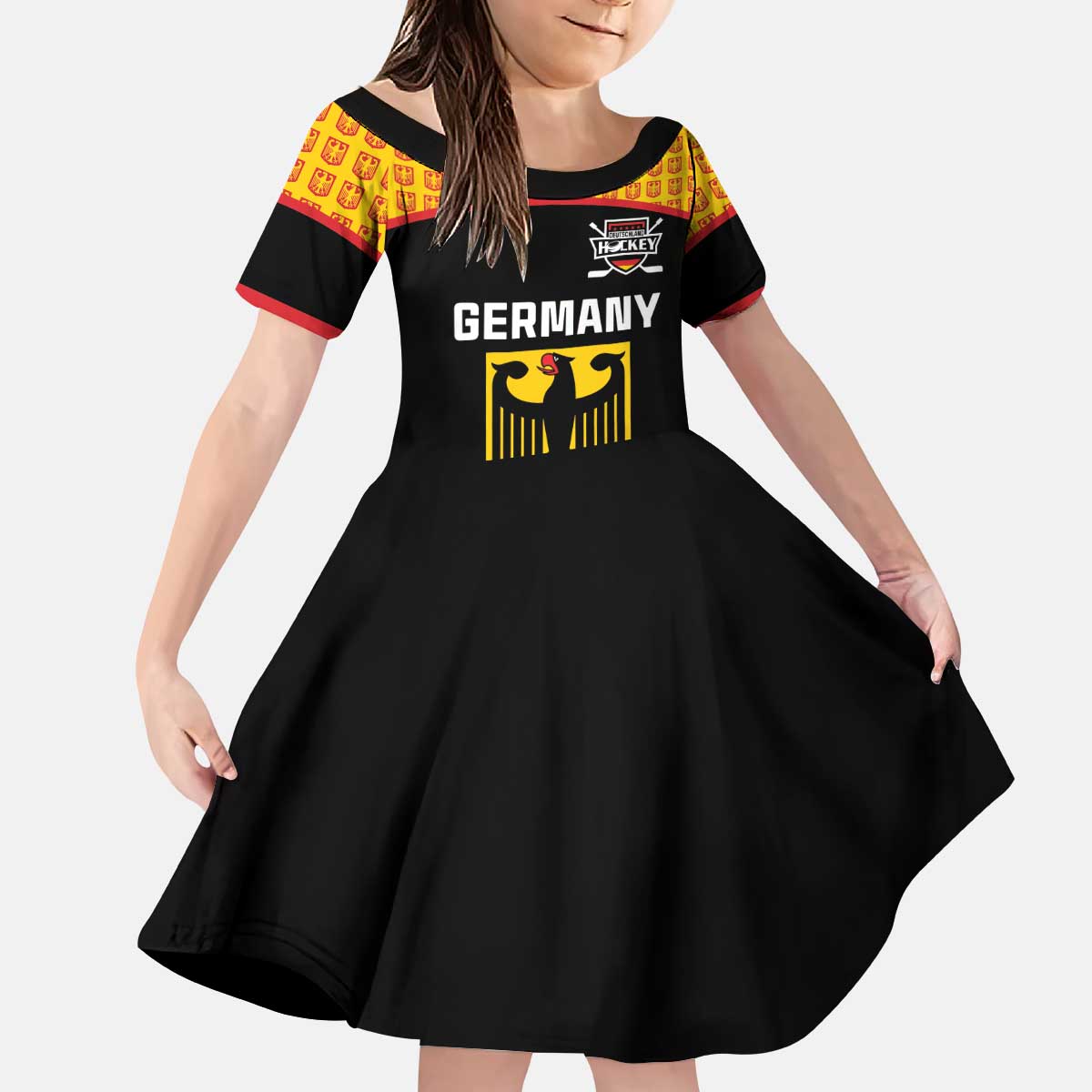 Custom Germany Hockey Kid Short Sleeve Dress Trager der Adler Flag Style