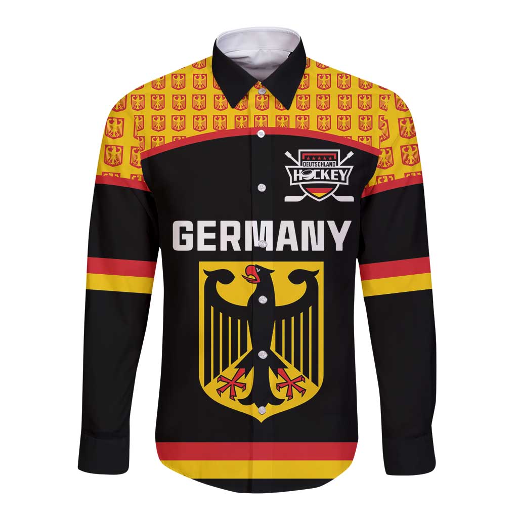 Custom Germany Hockey Long Sleeve Button Shirt Trager der Adler Flag Style