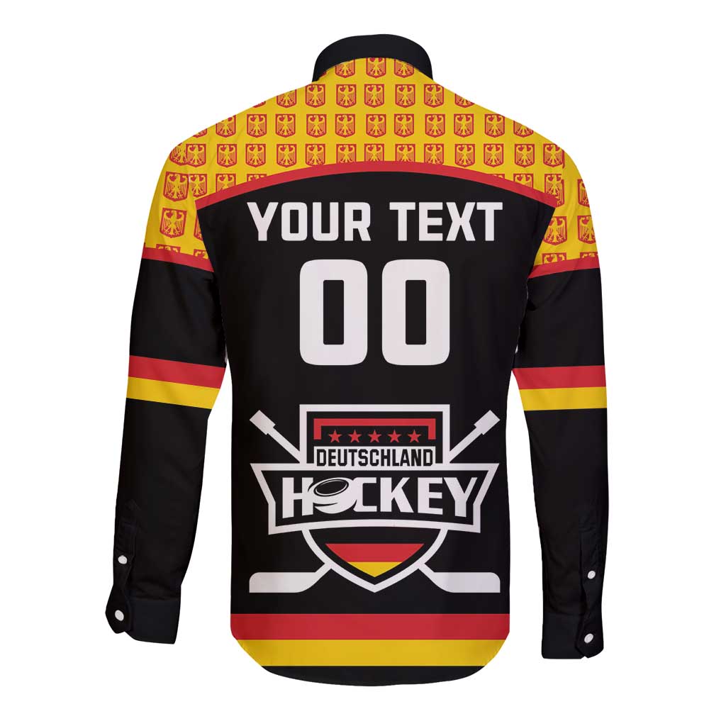 Custom Germany Hockey Long Sleeve Button Shirt Trager der Adler Flag Style