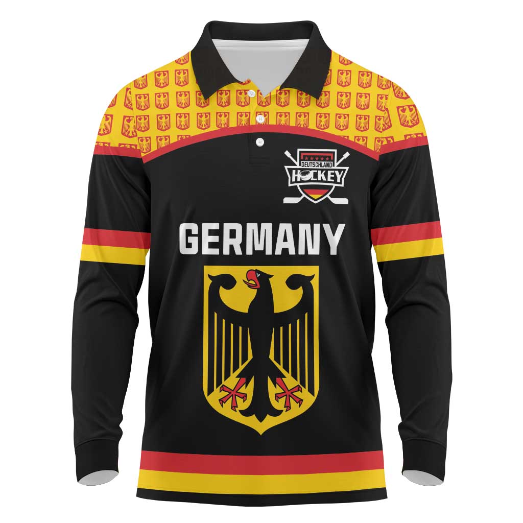 Custom Germany Hockey Long Sleeve Polo Shirt Trager der Adler Flag Style