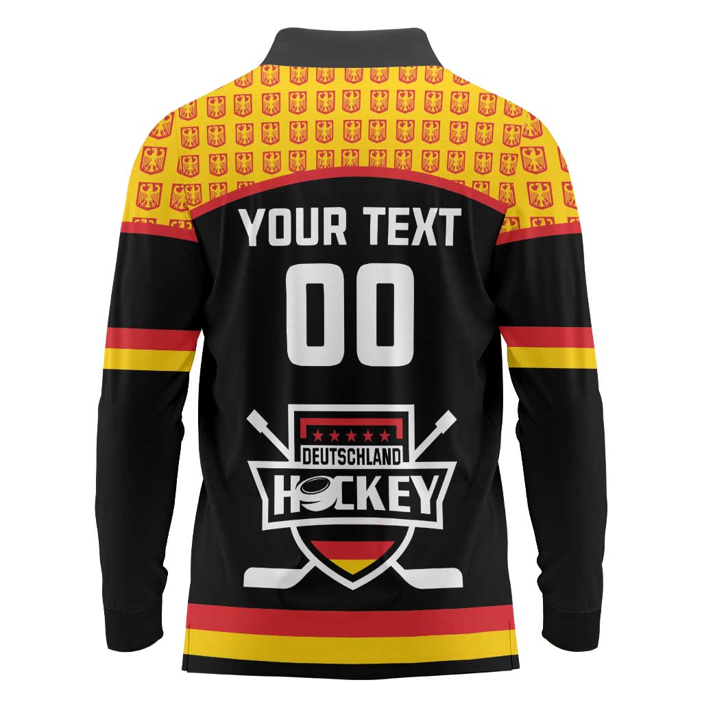 Custom Germany Hockey Long Sleeve Polo Shirt Trager der Adler Flag Style