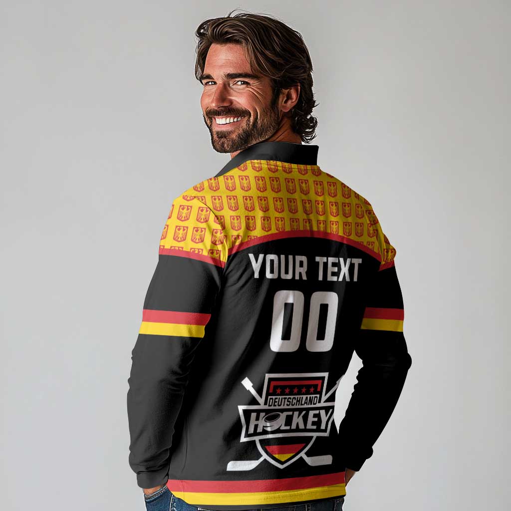 Custom Germany Hockey Long Sleeve Polo Shirt Trager der Adler Flag Style