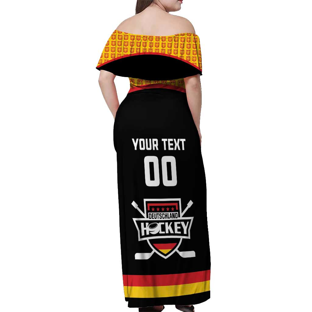 Custom Germany Hockey Off Shoulder Maxi Dress Trager der Adler Flag Style