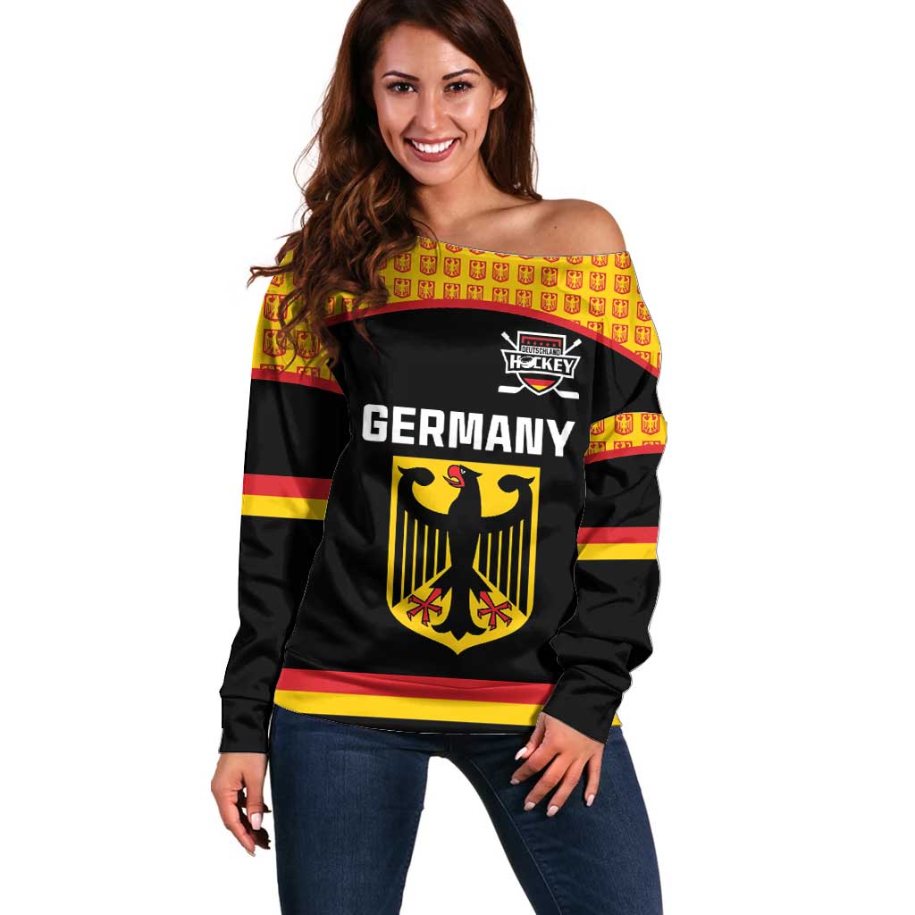 Custom Germany Hockey Off Shoulder Sweater Trager der Adler Flag Style
