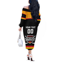 Custom Germany Hockey Off The Shoulder Long Sleeve Dress Trager der Adler Flag Style