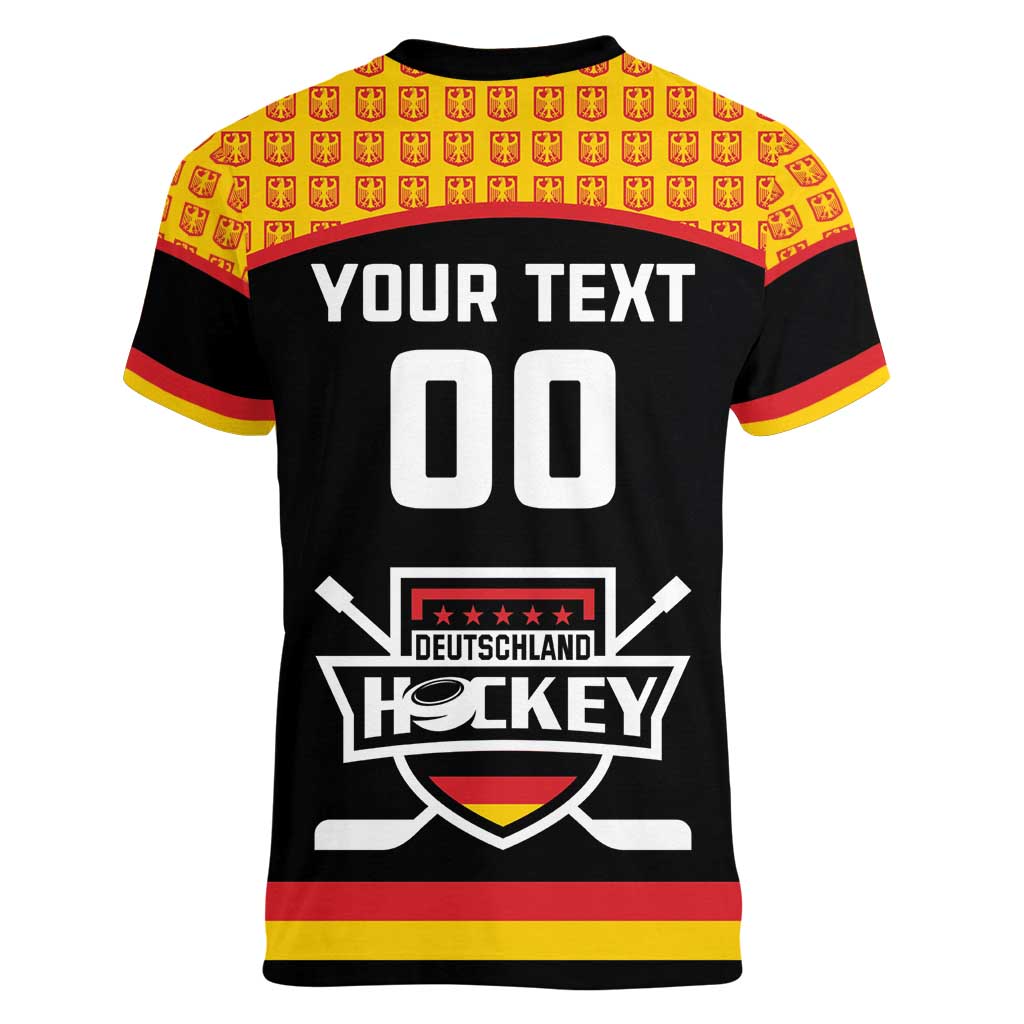 Custom Germany Hockey Women V-Neck T-Shirt Trager der Adler Flag Style