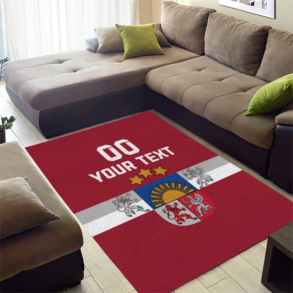 Custom Latvia Hockey Area Rug Latvijas Go Champions