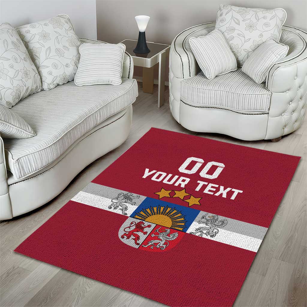 Custom Latvia Hockey Area Rug Latvijas Go Champions