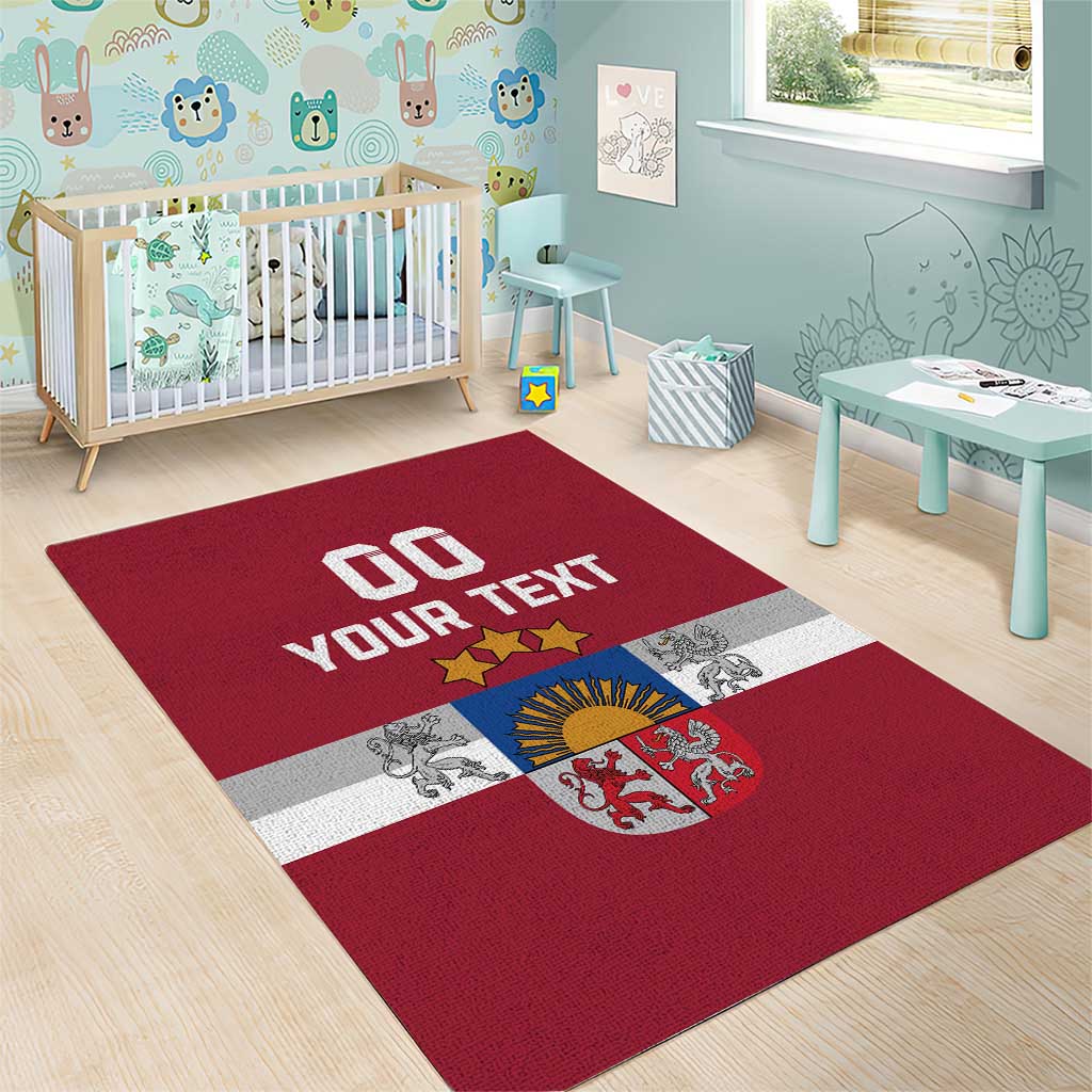 Custom Latvia Hockey Area Rug Latvijas Go Champions
