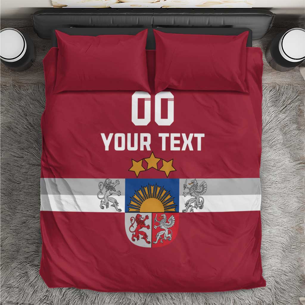 Custom Latvia Hockey Bedding Set Latvijas Go Champions