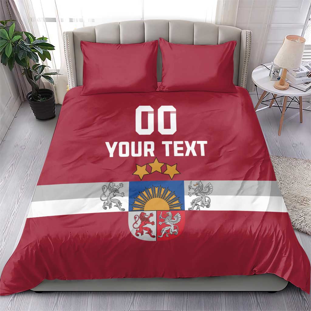 Custom Latvia Hockey Bedding Set Latvijas Go Champions