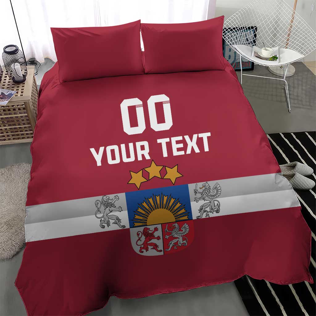 Custom Latvia Hockey Bedding Set Latvijas Go Champions