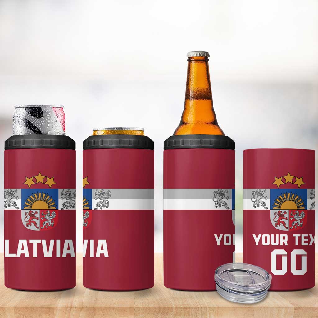 Custom Latvia Hockey 4 in 1 Can Cooler Tumbler Latvijas Go Champions