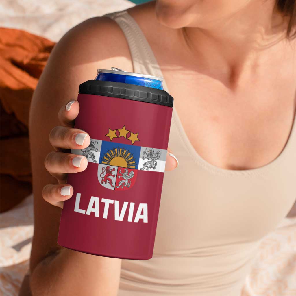 Custom Latvia Hockey 4 in 1 Can Cooler Tumbler Latvijas Go Champions